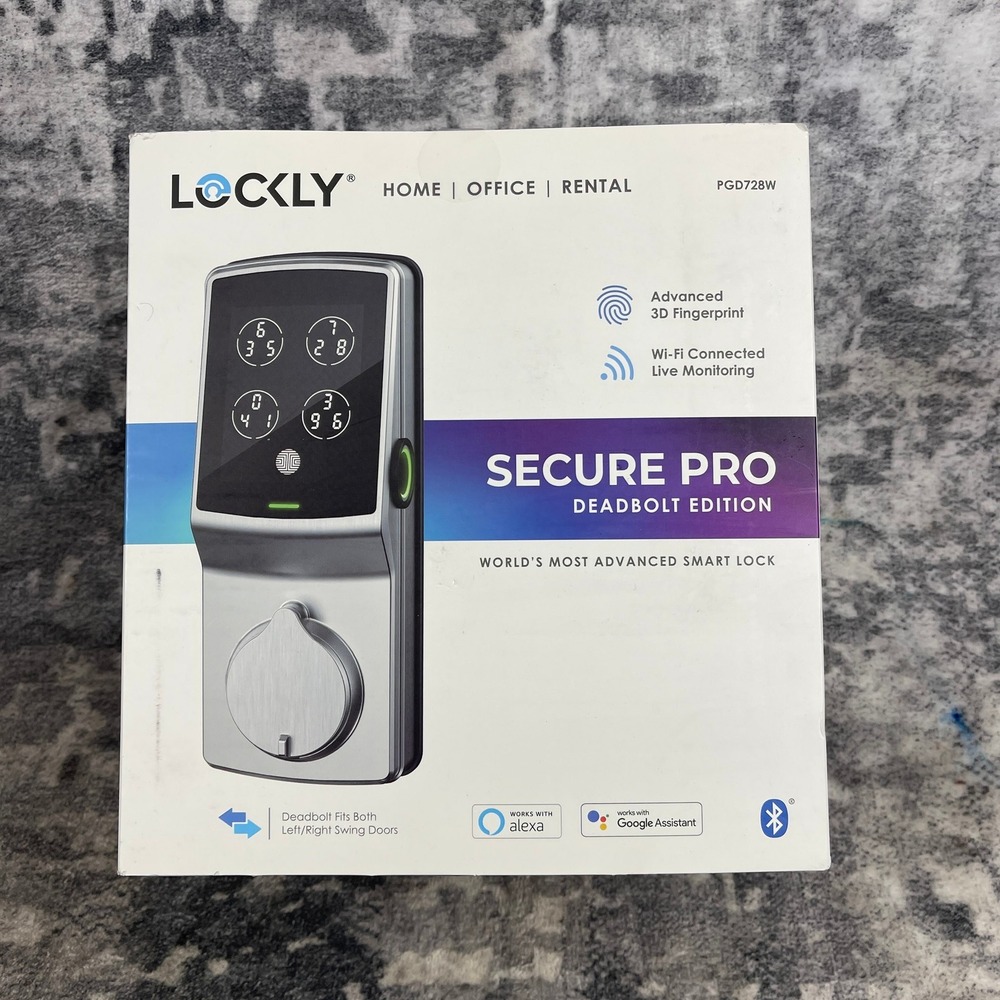 Lockly Secure Pro Smart Lock PGD728W WiFi 3D Fingerprint Keyless Entry Sealed